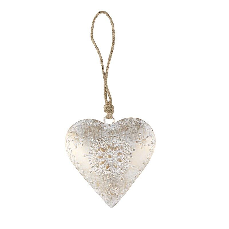 Sm White Heart Design Ornament