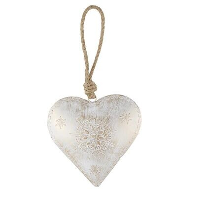 Med White Heart Design Ornament