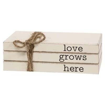 Love Grows Here Wooden Bookstack