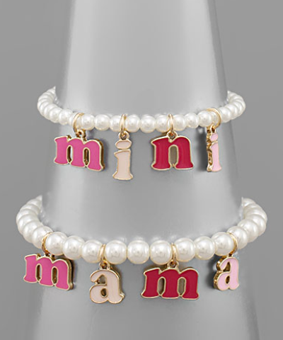 Pink Pearl Mini & Mama Bracelet Set