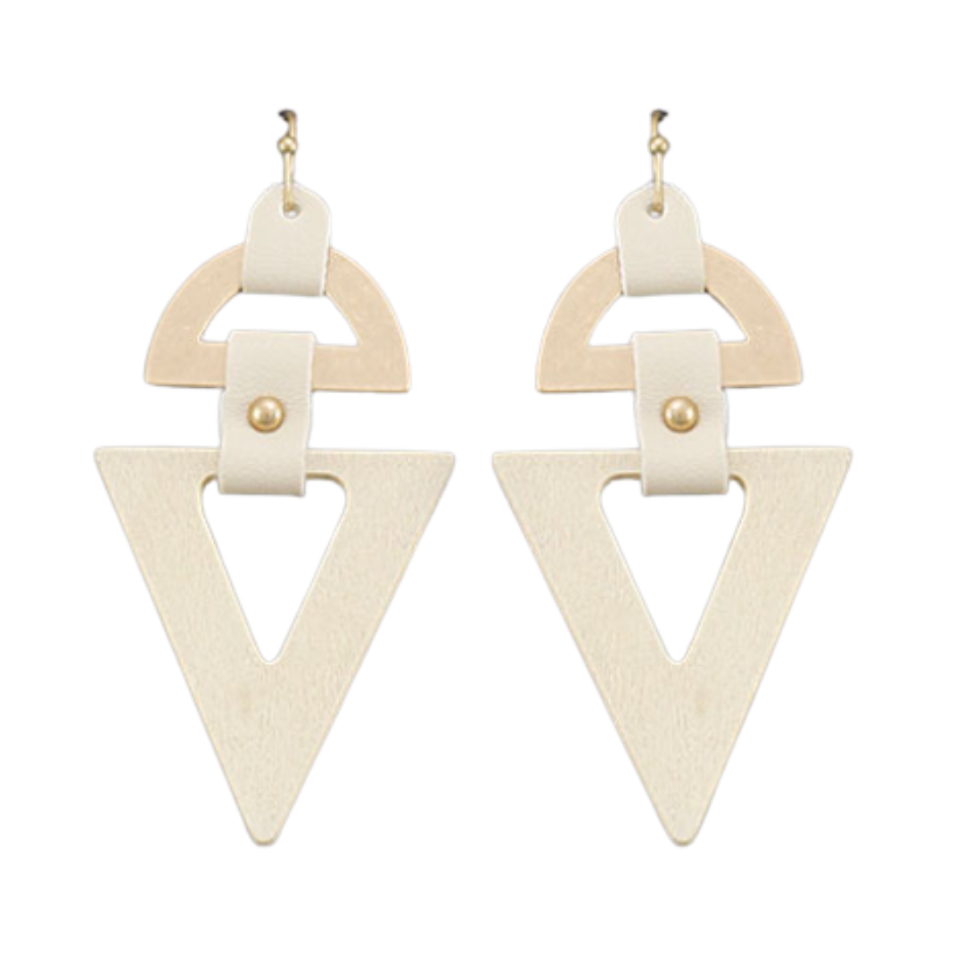 Leather Linked Triangle Earrings