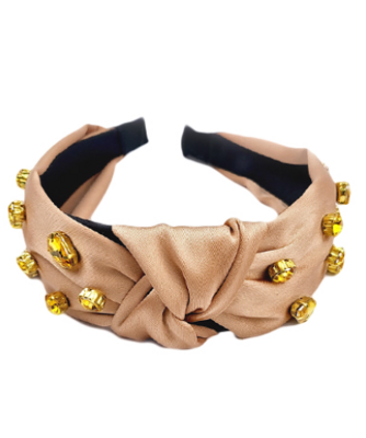 Gold Satin Jeweled Headband