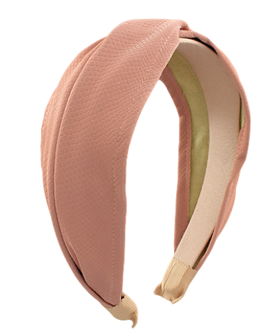 Pink Twisted Leather Headband