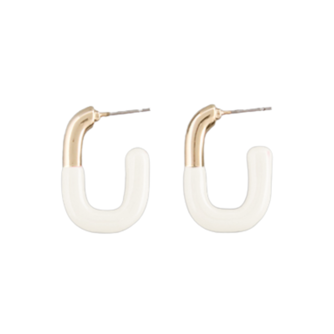 White & Gold Oval Hoops