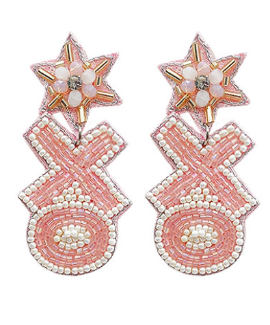 Pink Beaded XO Earrings