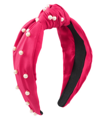 Knotted Fuchsia Pearl Studded Headband