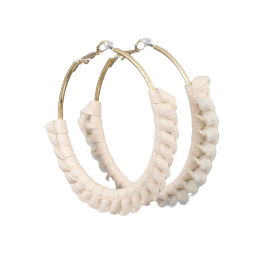 Ivory Leather Wrapped Hoops