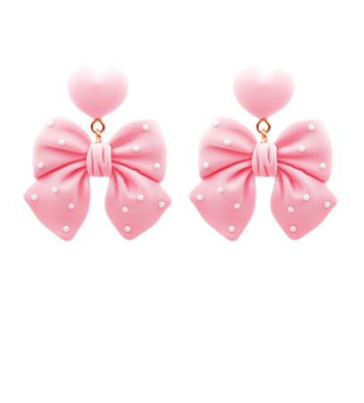 Pink Heart Ribbon Earrings
