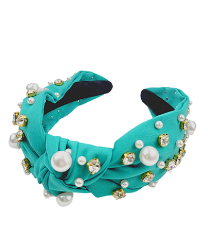 Turquoise Crystal Pearl Headband