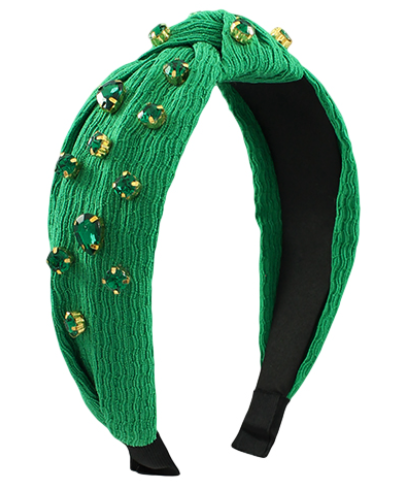 Green Jewel Knotted Headband