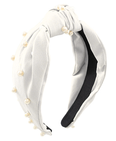 Knotted White Pearl Studded Headband