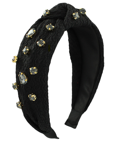Black Jewel Knotted Headband