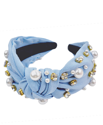 Light Blue Crystal Pearl Headband