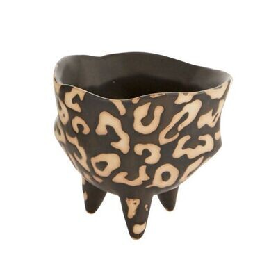 Sm Black & Tan Patterned Pot