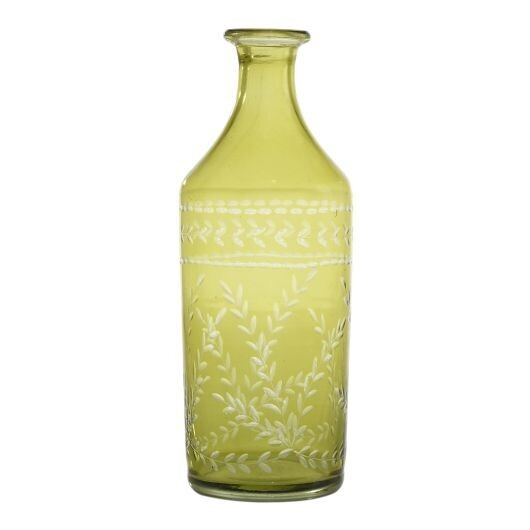Green Patterned Bottle Vase