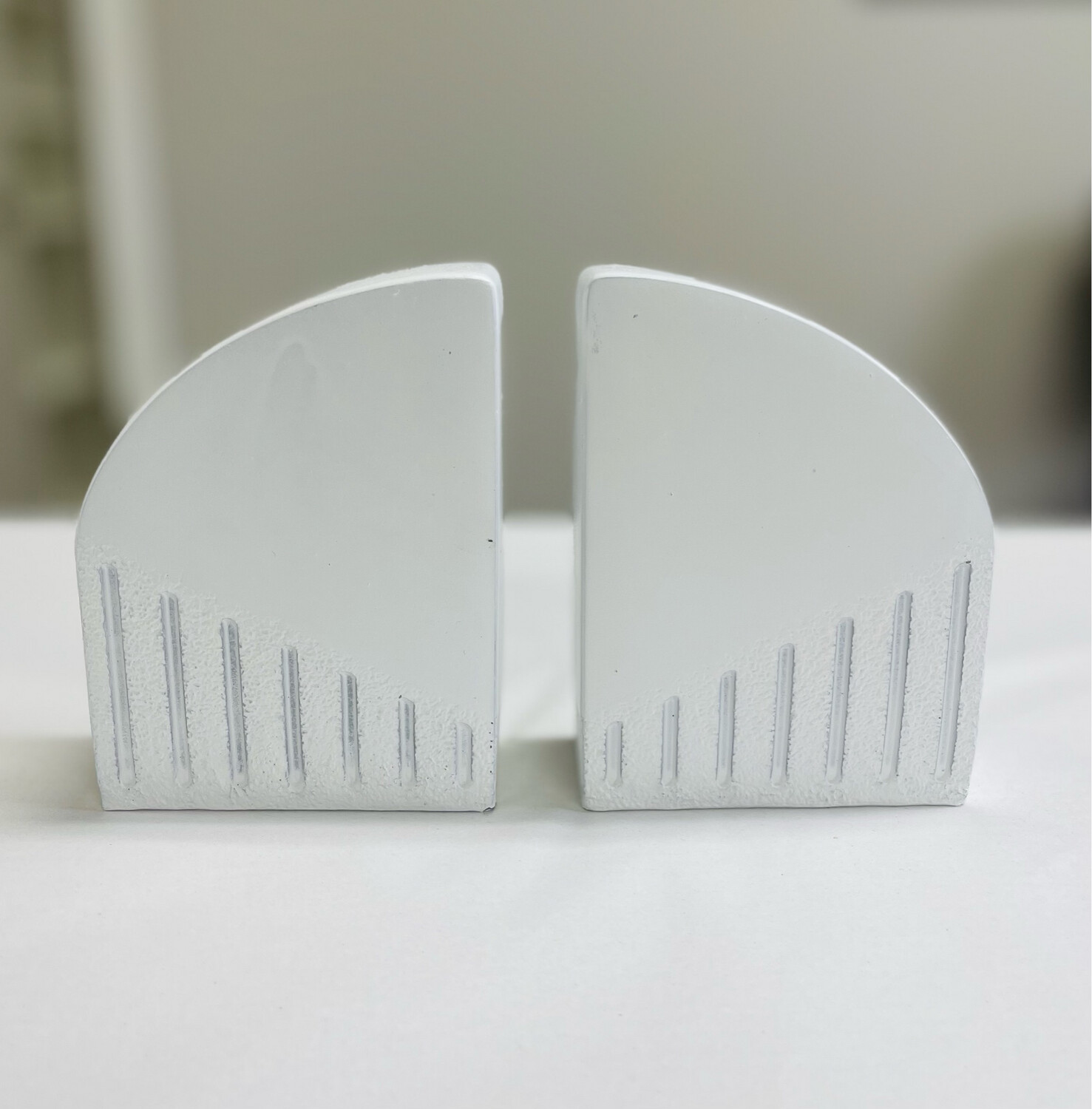 Curved White Bookends