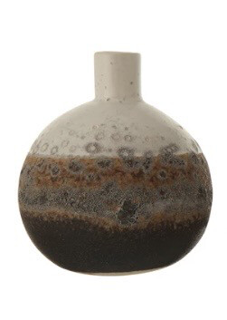 Med Brown & White Stoneware Vase