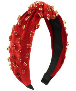 Red Jeweled Velvet Headband