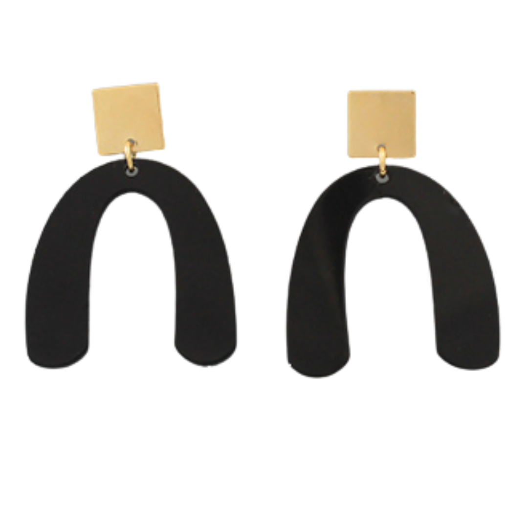 Black Arch Drop Earrings