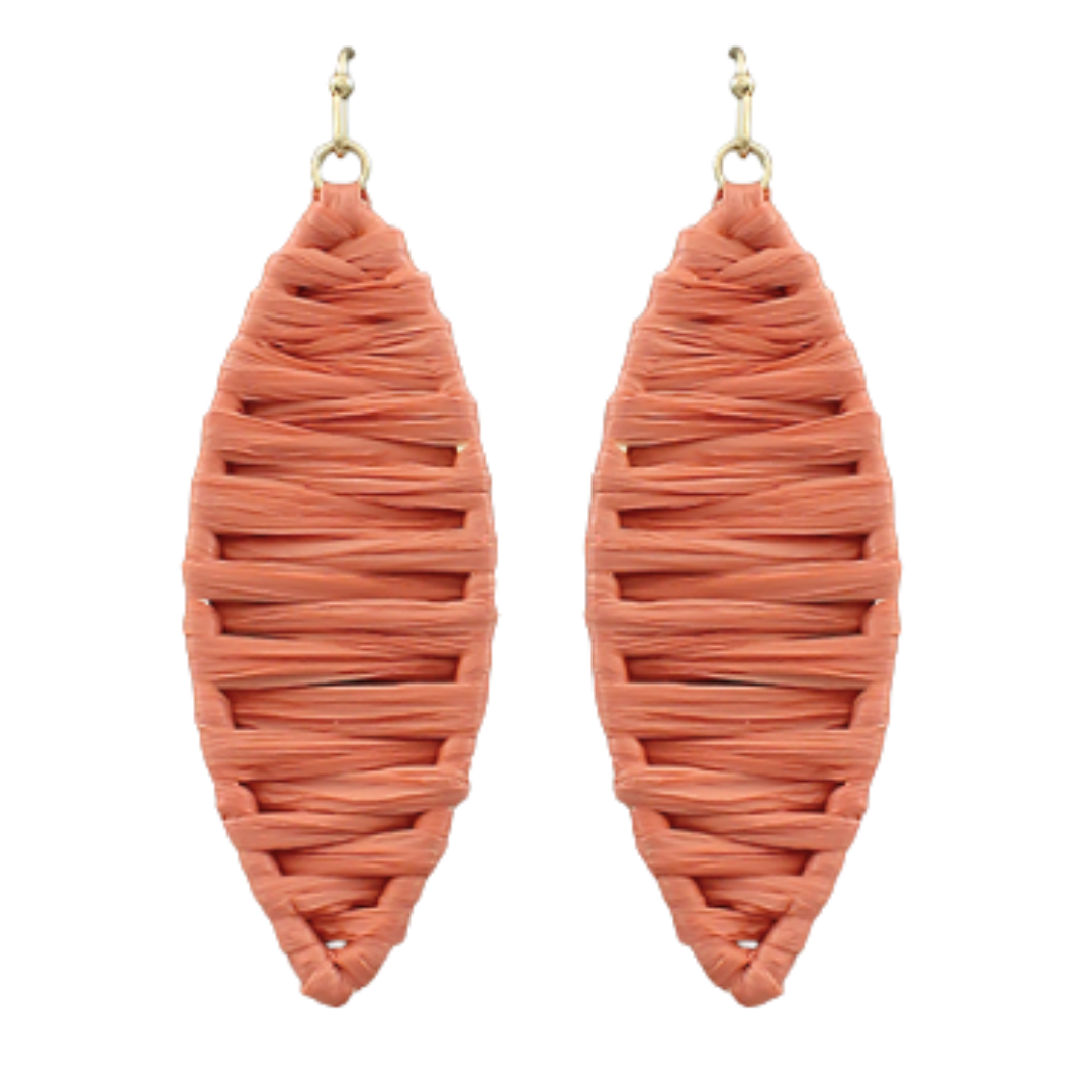 Coral Raffia Marquise Earrings
