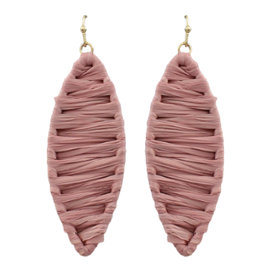 Dusty Pink Raffia Marquise Earrings