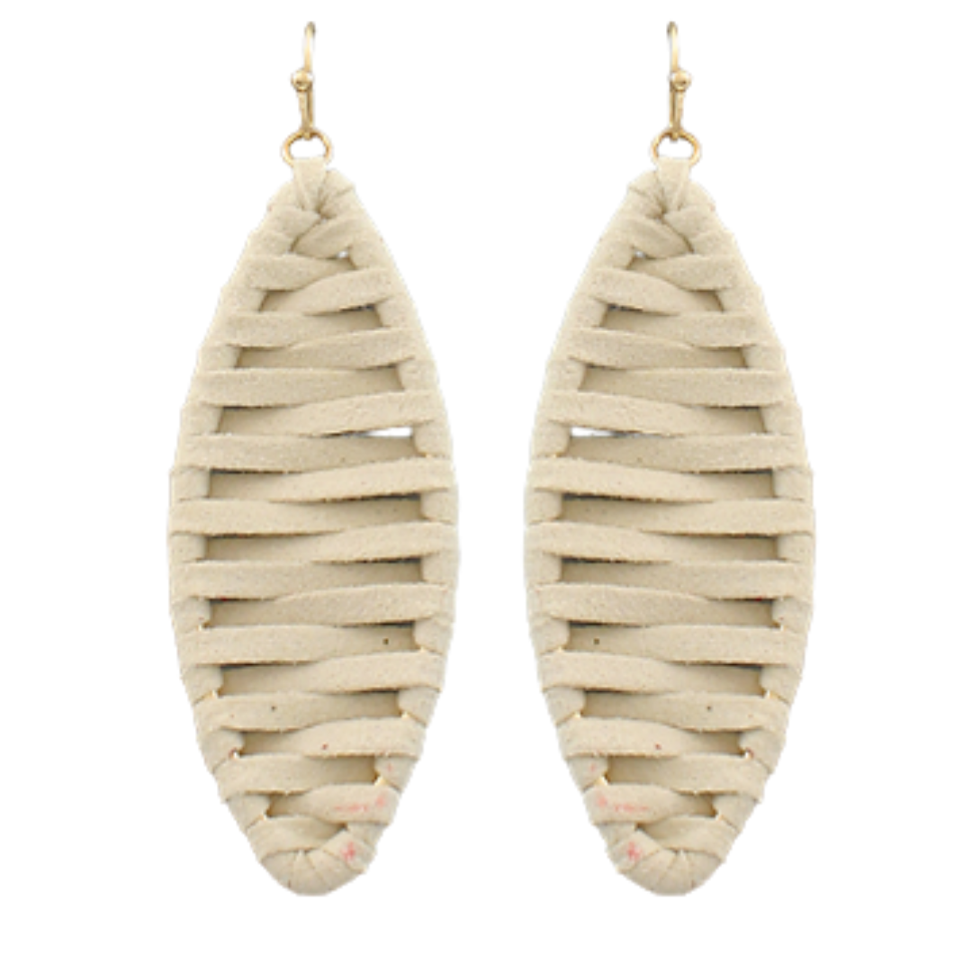 Ivory Suede Marquise Earrings