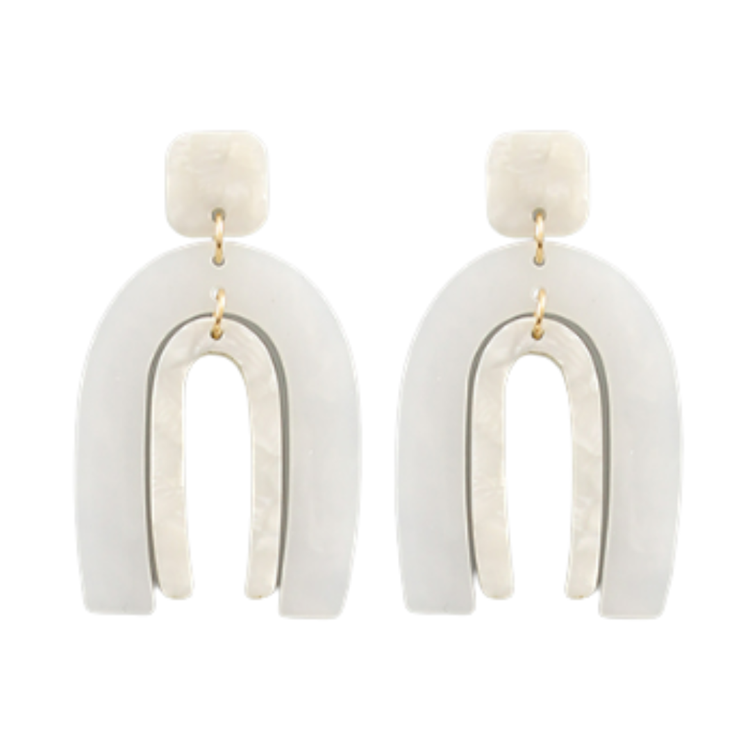 White Double Arch Earrings