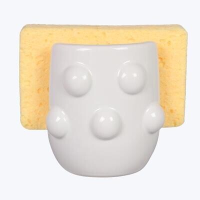 White Pop Dot Sponge Holder Set