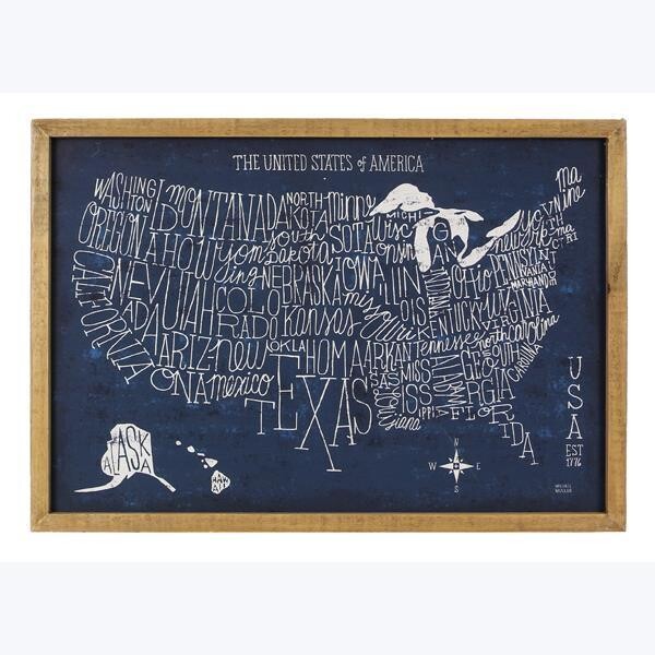 Wood Framed USA Map