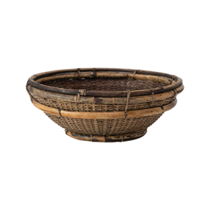 Distressed Bamboo, Rattan Bowl