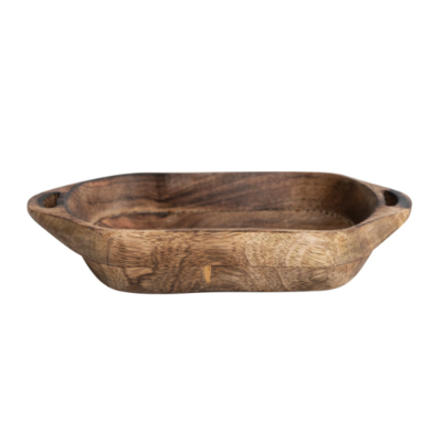 Handled Mango Wood Bowl