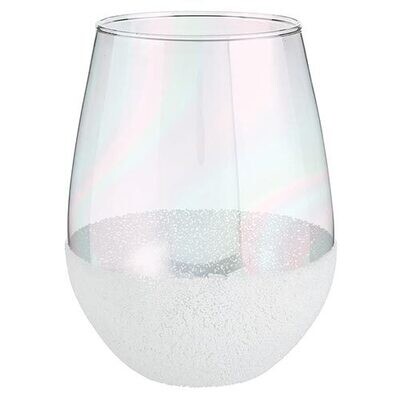 XL White Beaded Wine Glass