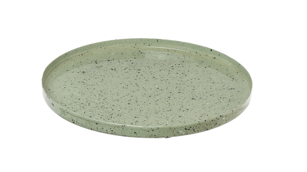 Sm Round Speckled Mint Tray