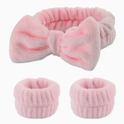 Pink Spa Headband & Wristband Set