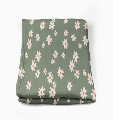 Soft Green Floral Throw
