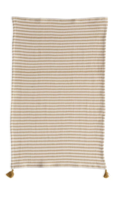 Mustard Striped Tassel Towel