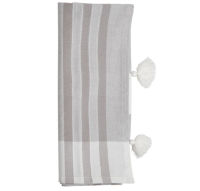 Gray Striped Tassel Tea Towel