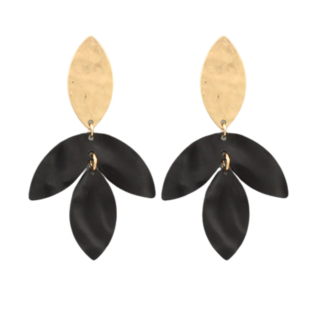 Black Dangle Leaf Earings