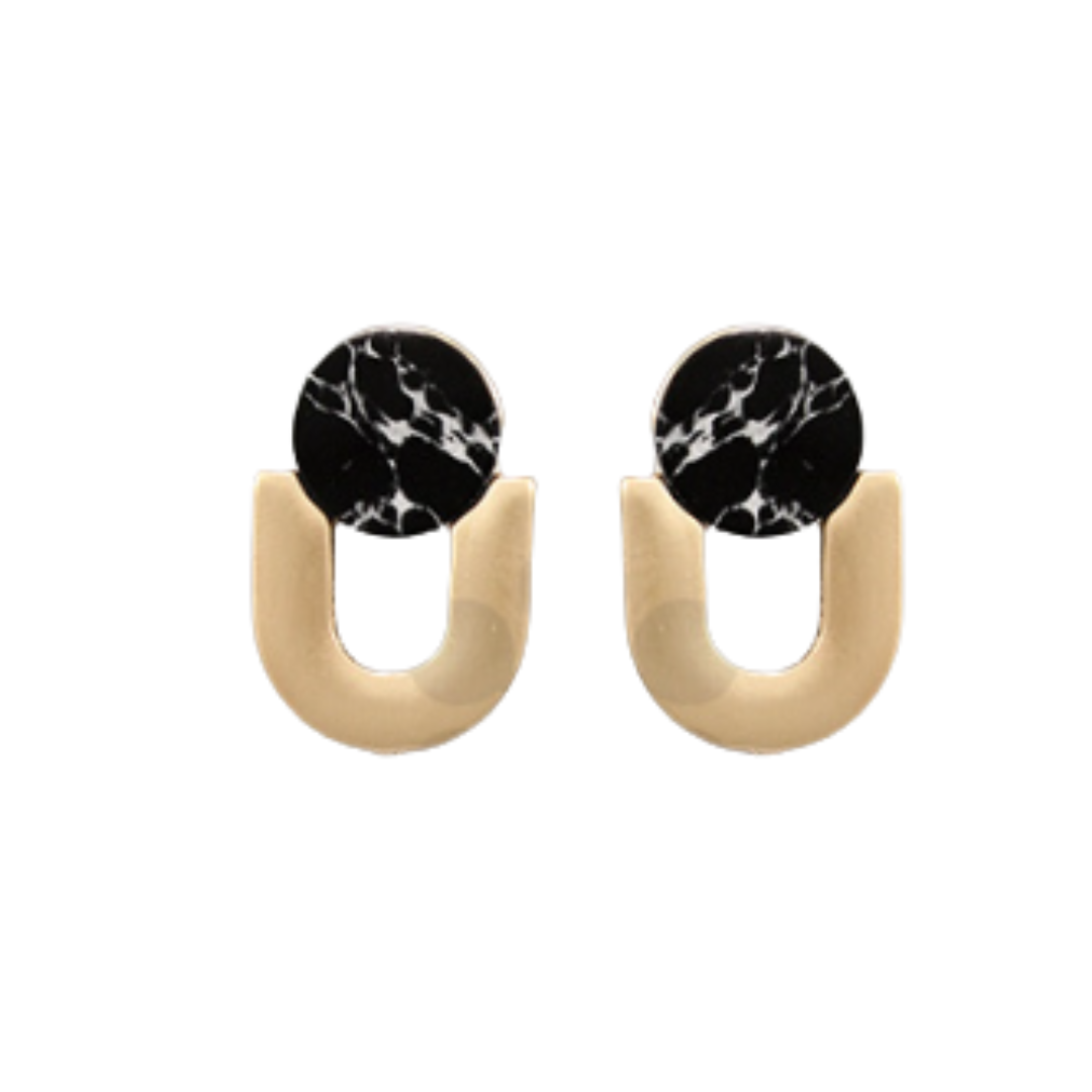 Black & Gold U Earrings