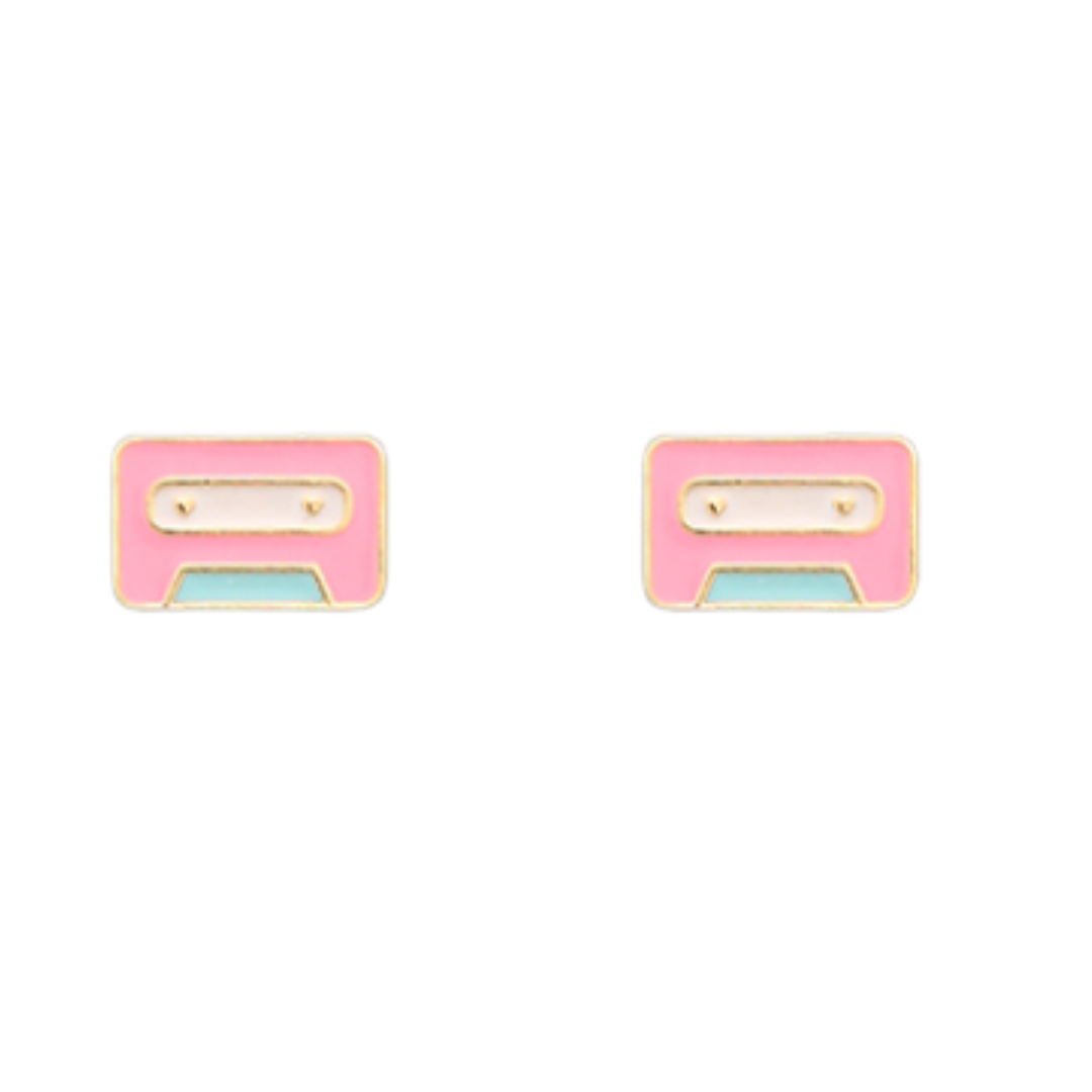 Pink Cassette Tape Studs