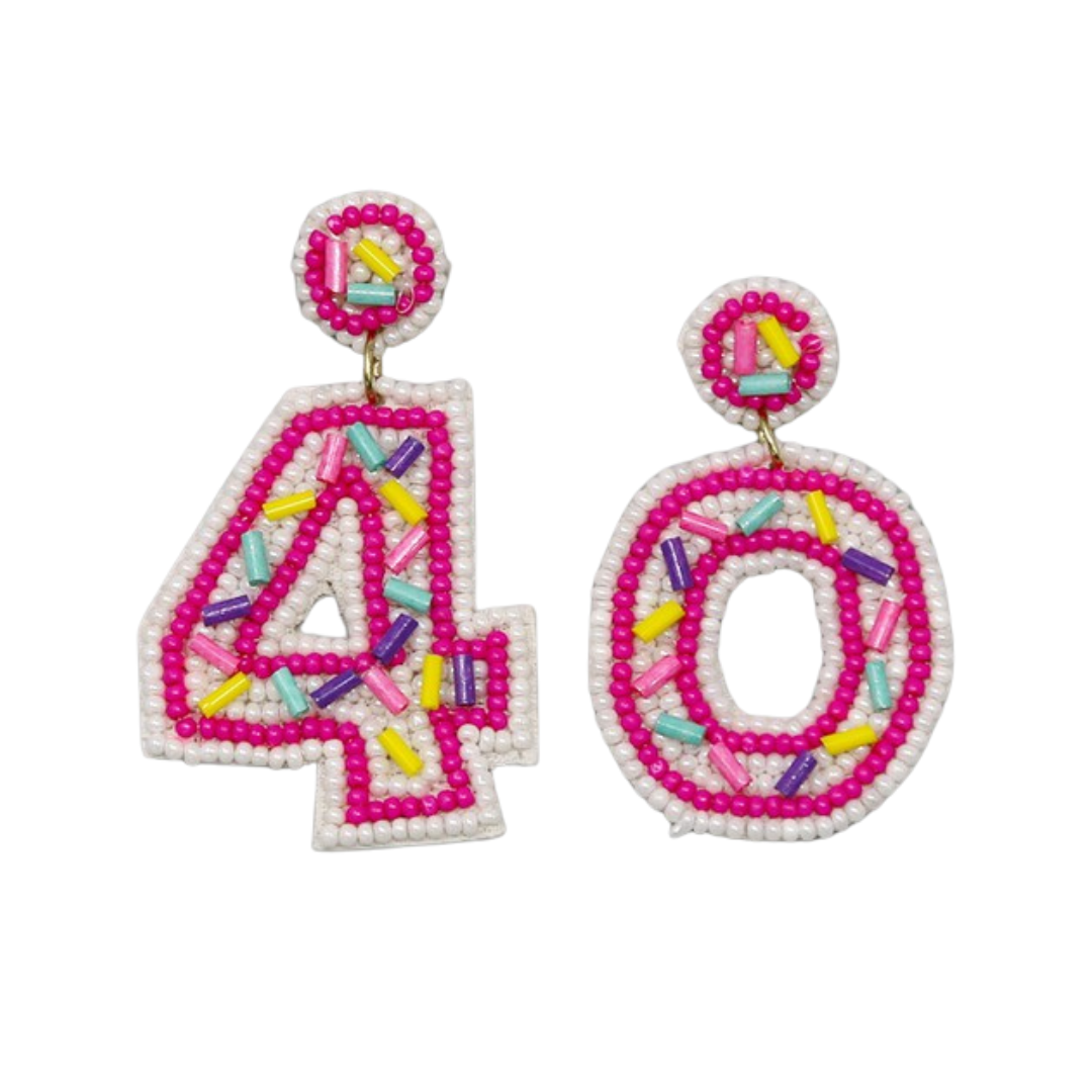 Pink Beaded 40 Earrings