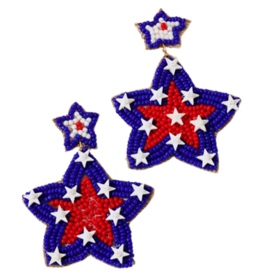 Beaded Patriotic Star Earrings