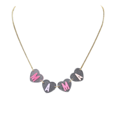 Pink Heart Mama Necklace