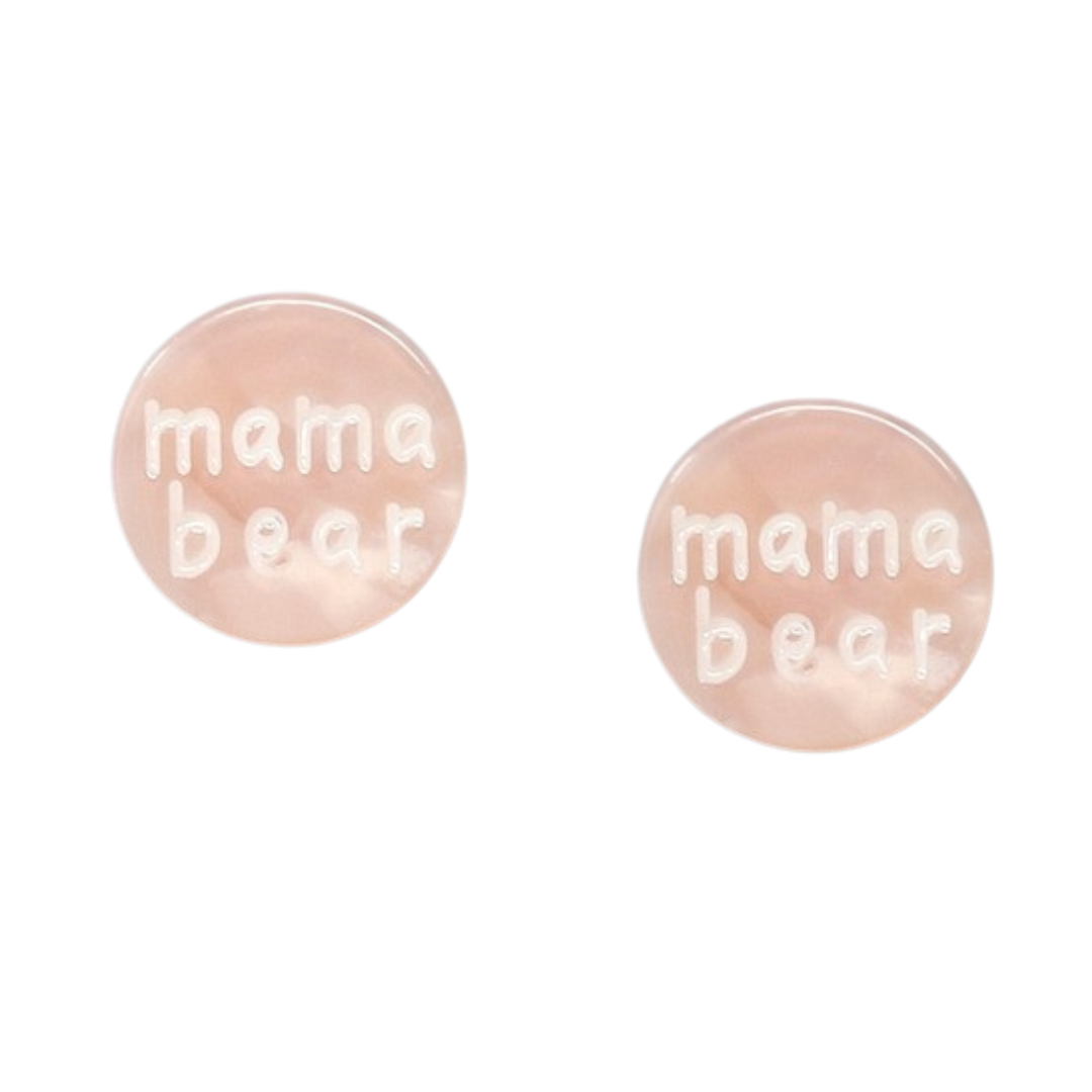 Peach Mama Bear Studs
