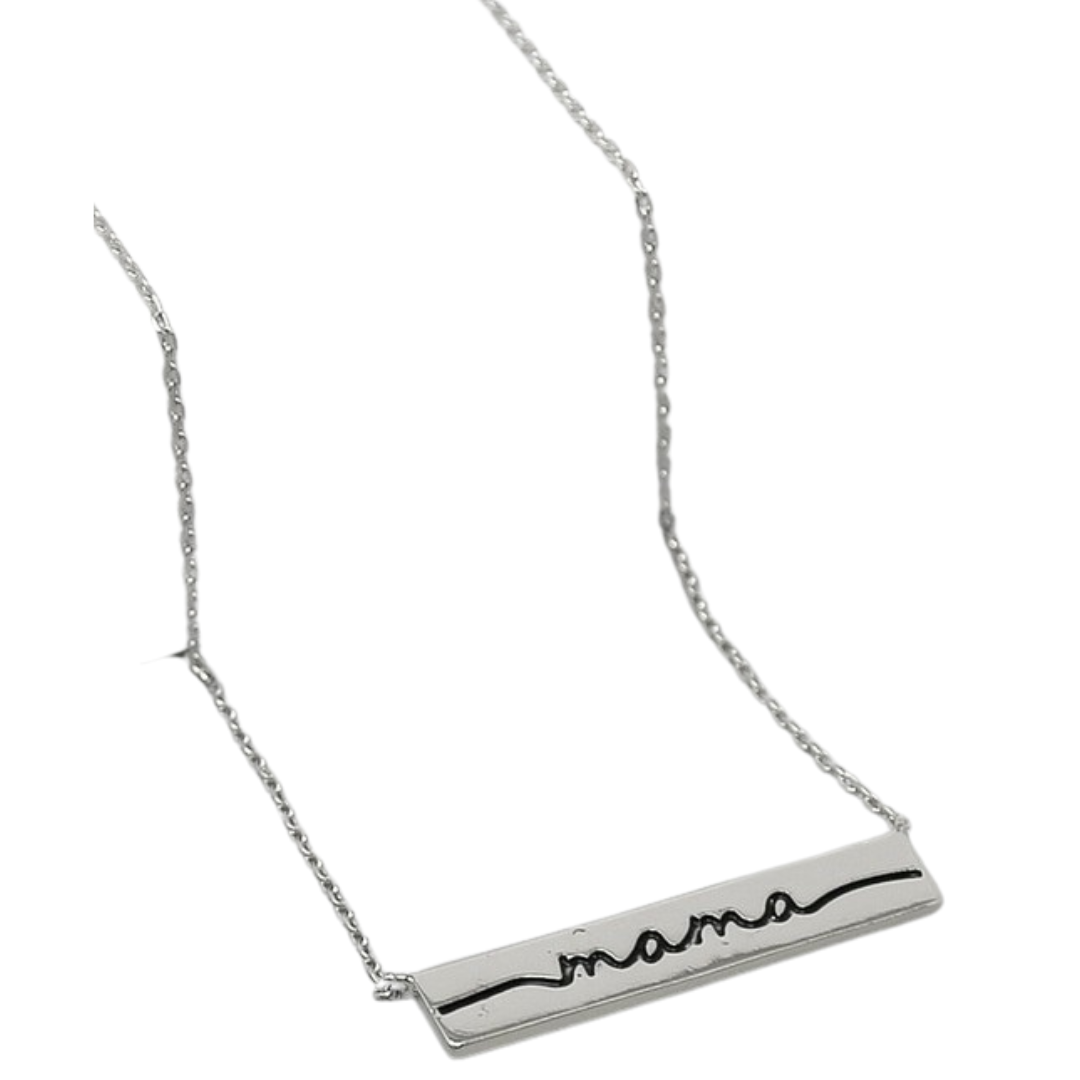 Silver Mama Bar Necklace