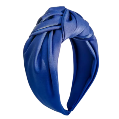 Blue Satin Knotted Headband