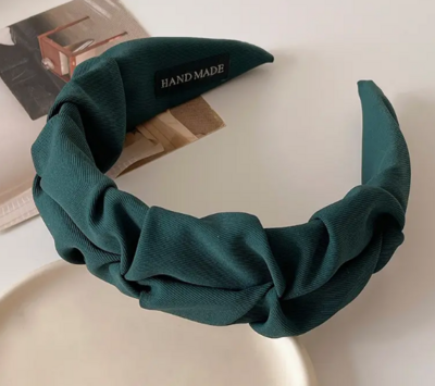 Green Ruched Wide Headband