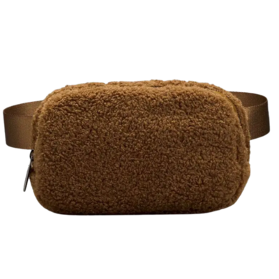 Brown Fleece Belt Bag