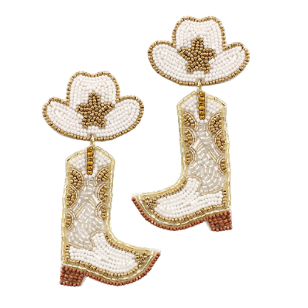 Beaded Cowboy Boot & Hat Earrings