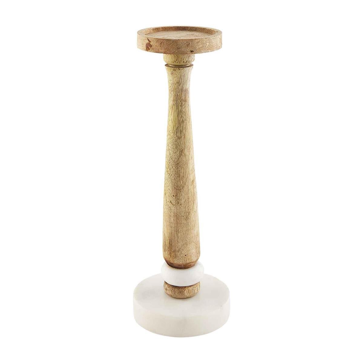 Med Marble & Wood Candlestick